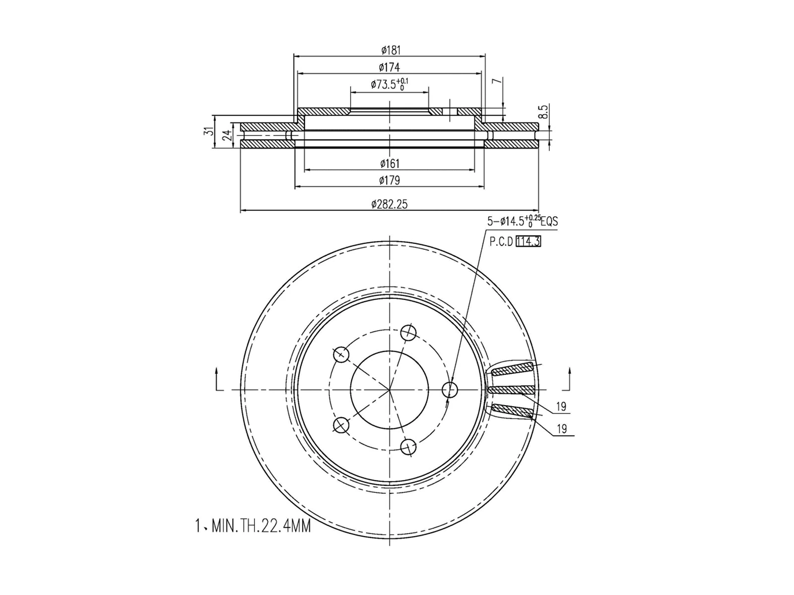 Disque de frein A.Z. Meisterteile AZMT-44-024-1035