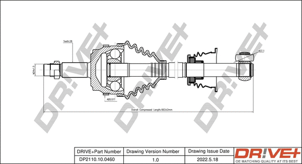Arbre de transmission Dr!ve+ DP2110.10.0460
