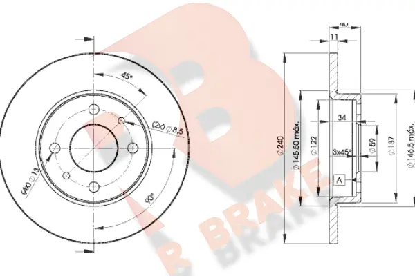 Disque de frein R BRAKE 78RBD23465