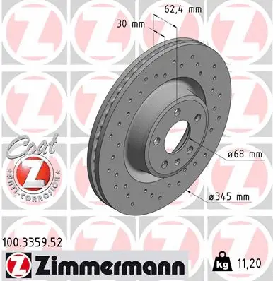 Disque de frein ZIMMERMANN 100.3359.52