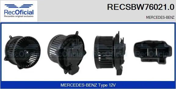 Pulseur d'air habitacle RECOFICIAL RECSBW76021.0