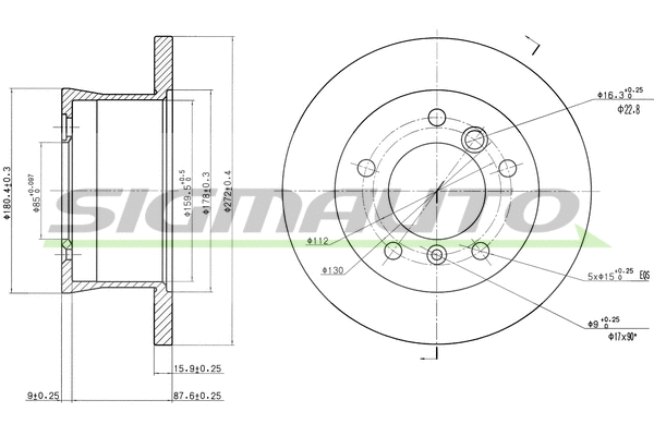 Disque de frein SIGMAUTO DBA932S