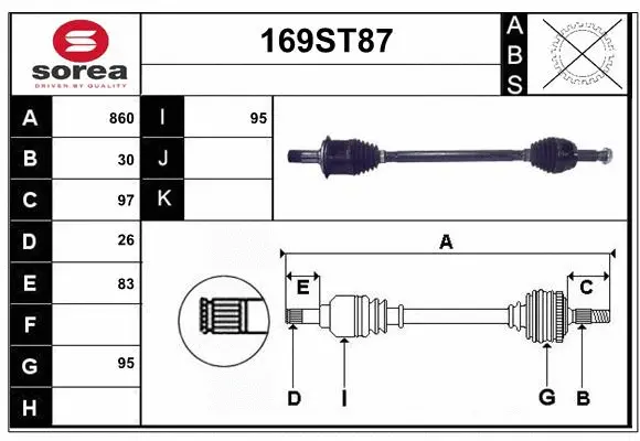 Arbre de transmission STARTCAR 169ST87