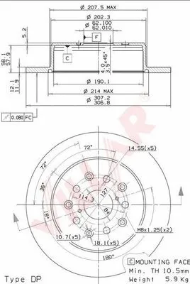 Disque de frein VILLAR 628.2058