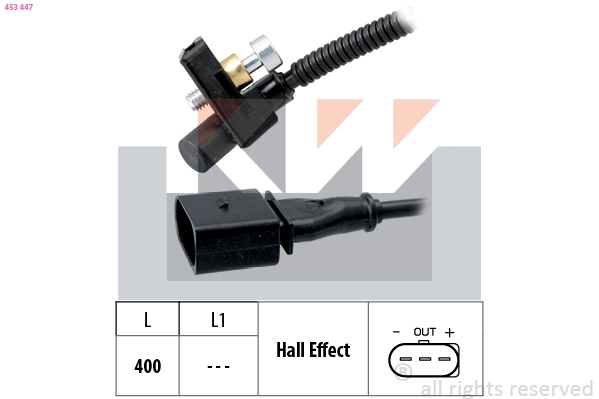 Capteur, vitesse de rotation du moteur KW 453 447