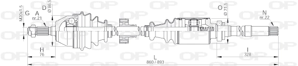 Arbre de transmission OPEN PARTS DRS6057.00