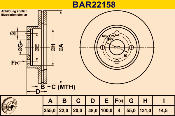 Disque de frein BARUM BAR22158