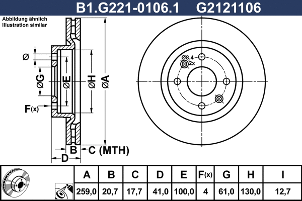 Disque de frein GALFER B1.G221-0106.1