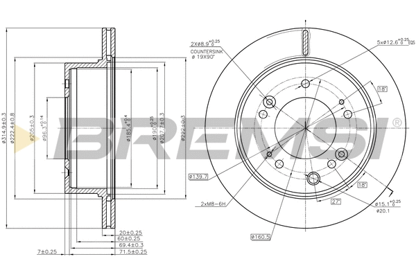 Disque de frein BREMSI CD8285V