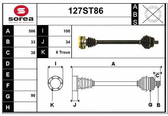 Arbre de transmission STARTCAR 127ST86