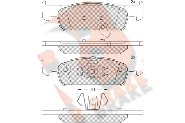 Kit de plaquettes de frein, frein à disque R BRAKE RB2115-208