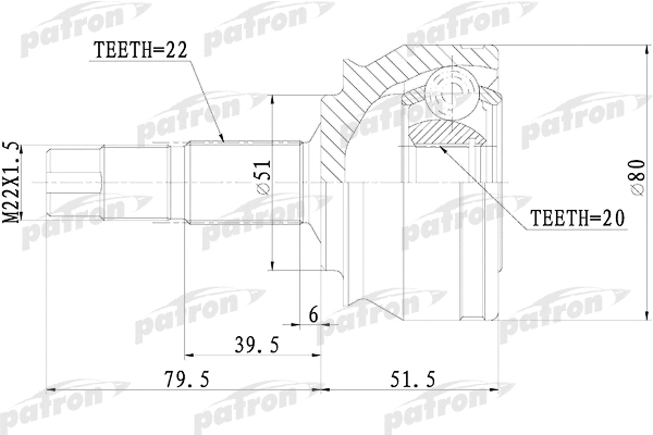 Jeu de joints, arbre de transmission PATRON PCV1073