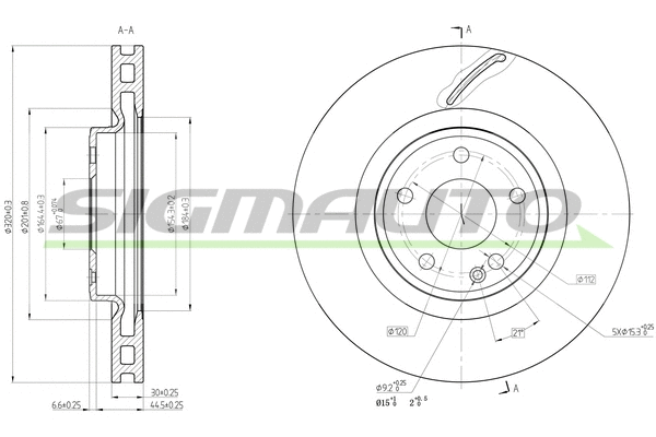 Disque de frein SIGMAUTO DBC545V