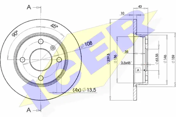 Disque de frein ICER 78BD1062-2
