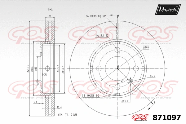 Disque de frein MAXTECH 871097