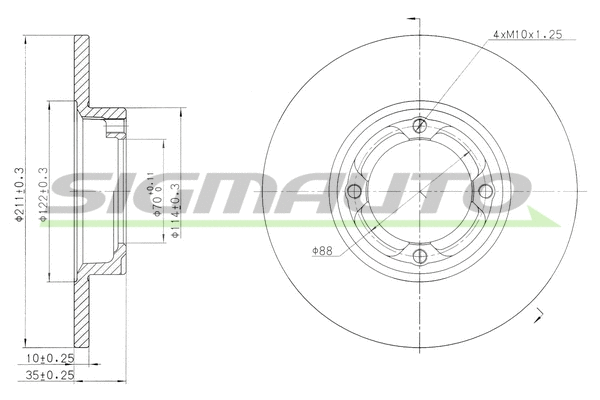 Disque de frein SIGMAUTO DBA418S