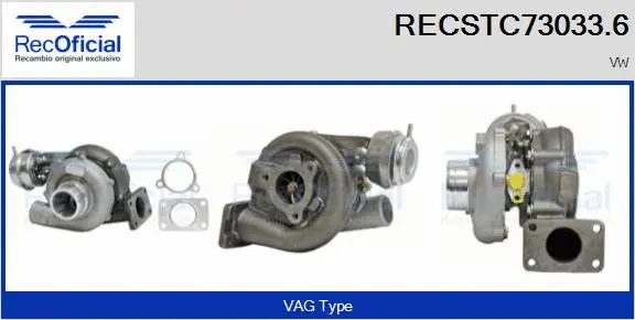 Turbocompresseur, suralimentation RECOFICIAL RECSTC73033.6