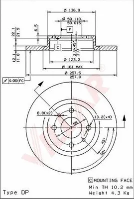 Disque de frein VILLAR 628.0118