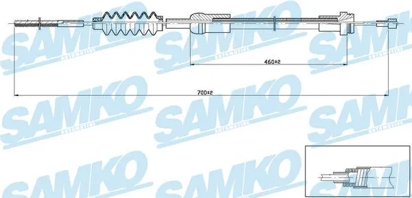 Tirette à câble, commande d'embrayage SAMKO C0477C