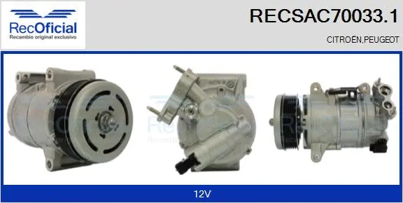 Compresseur, climatisation RECOFICIAL RECSAC70033.1