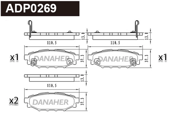 Kit de plaquettes de frein, frein à disque DANAHER ADP0269