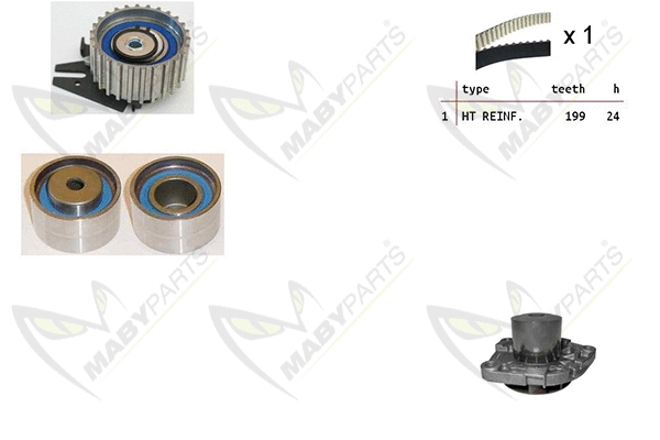Pompe à eau + kit de courroie crantée MABYPARTS OBKWP0118