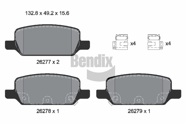 Kit de plaquettes de frein, frein à disque BENDIX Braking BPD1645
