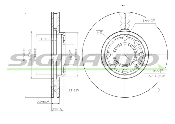 Disque de frein SIGMAUTO DBB041V
