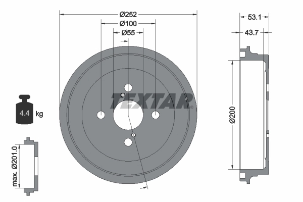 Tambour de frein TEXTAR 94036100