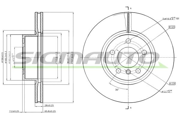 Disque de frein SIGMAUTO DBC314V