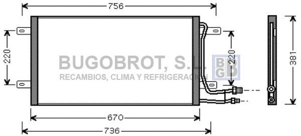 Condenseur, climatisation BUGOBROT 62-VW5187