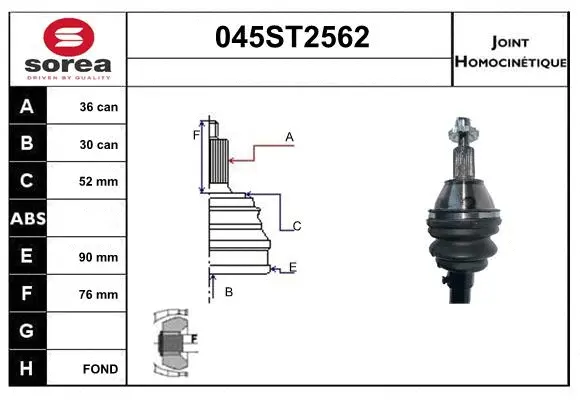 Jeu de joints, arbre de transmission STARTCAR 045ST2562