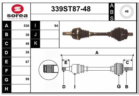 Arbre de transmission STARTCAR 339ST87-48