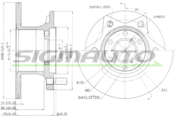 Disque de frein SIGMAUTO DBA089S