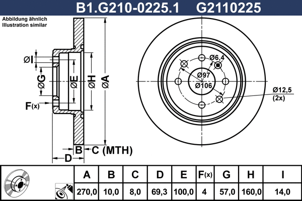 Disque de frein GALFER B1.G210-0225.1