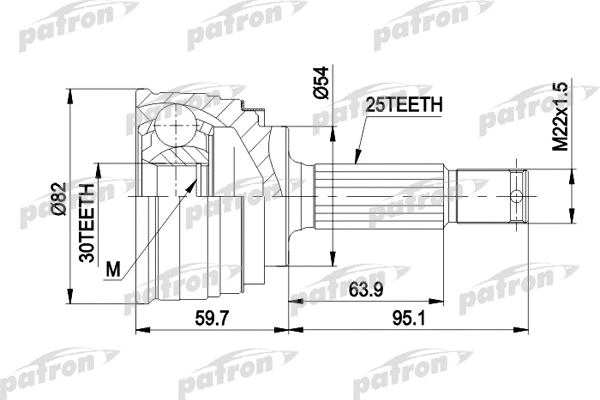 Jeu de joints, arbre de transmission PATRON PCV1329