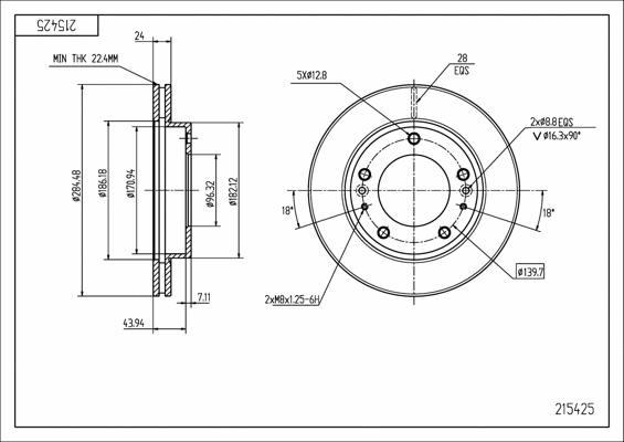 Disque de frein HART 215 425