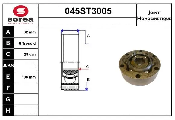 Jeu de joints, arbre de transmission STARTCAR 045ST3005