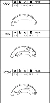 Jeu de mâchoires de frein ASIMCO K7004