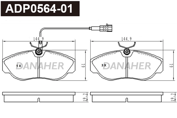 Kit de plaquettes de frein, frein à disque DANAHER ADP0564-01