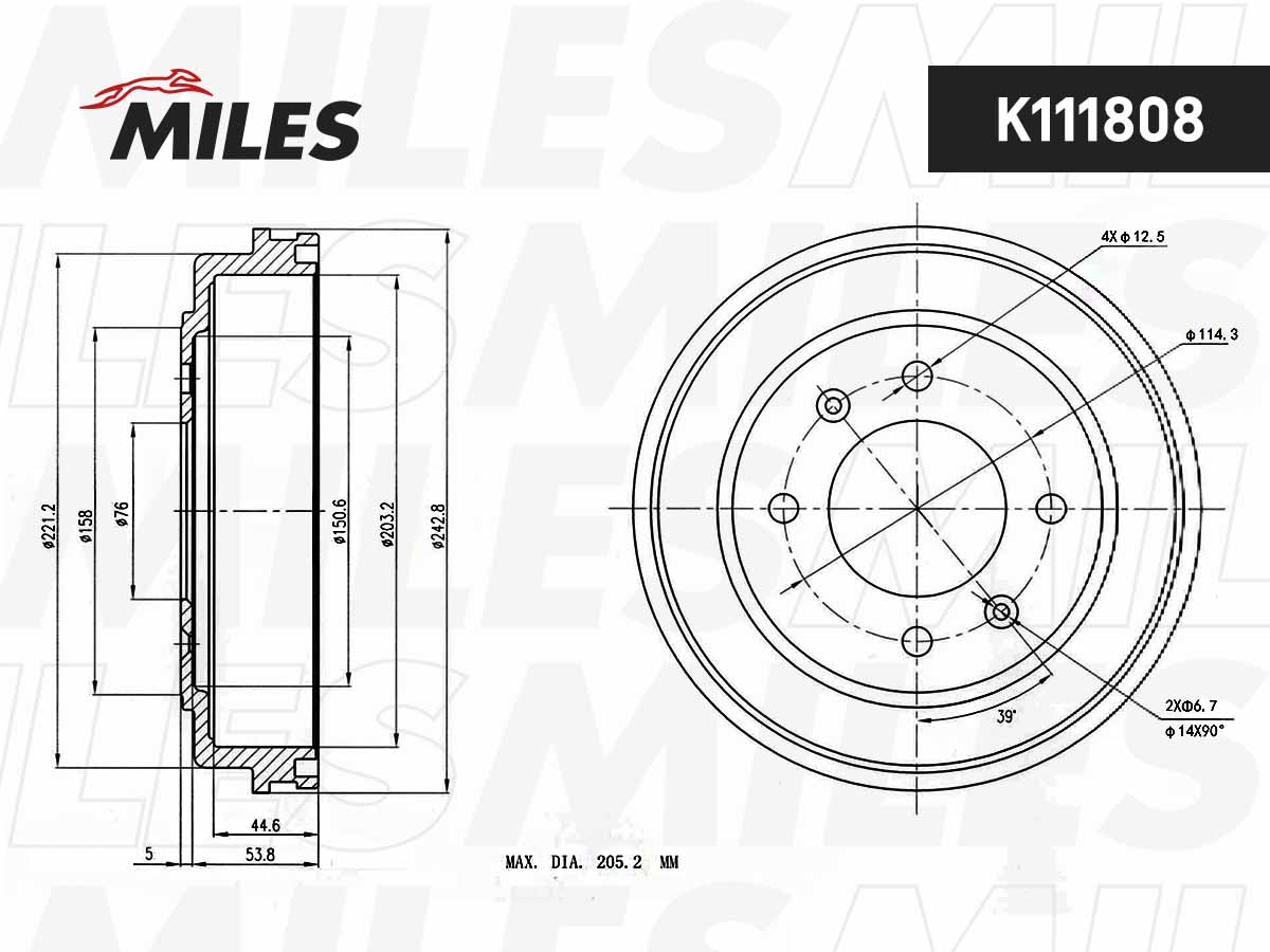Tambour de frein MILES K111808