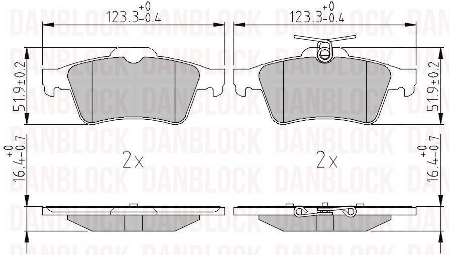 Kit de plaquettes de frein, frein à disque DANBLOCK DB 511363