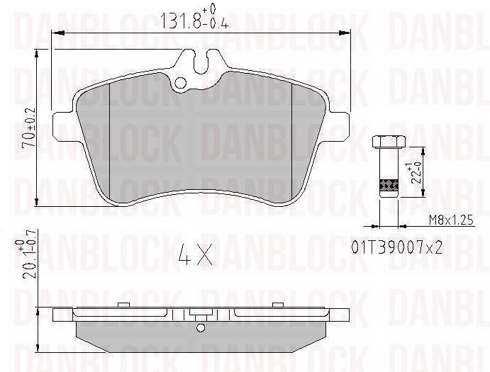 Kit de plaquettes de frein, frein à disque DANBLOCK DB 510985