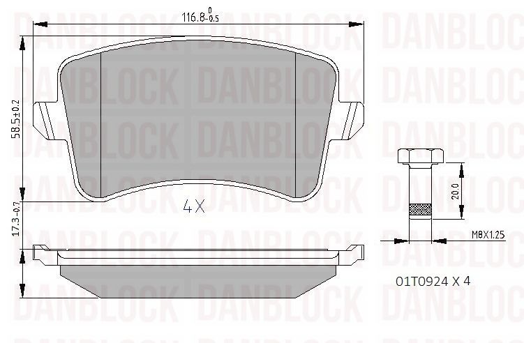 Kit de plaquettes de frein, frein à disque DANBLOCK DB 510566