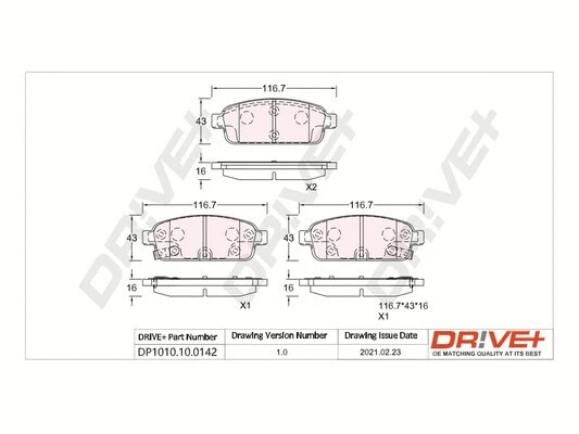 Kit de plaquettes de frein, frein à disque Dr!ve+ DP1010.10.0142