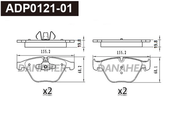 Kit de plaquettes de frein, frein à disque DANAHER ADP0121-01