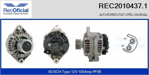 Alternateur RECOFICIAL REC2010437.1