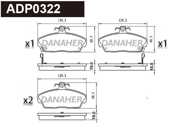 Kit de plaquettes de frein, frein à disque DANAHER ADP0322