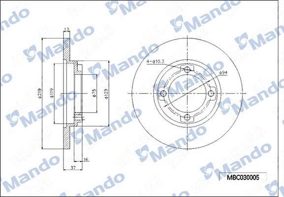 Disque de frein MANDO MBC030005