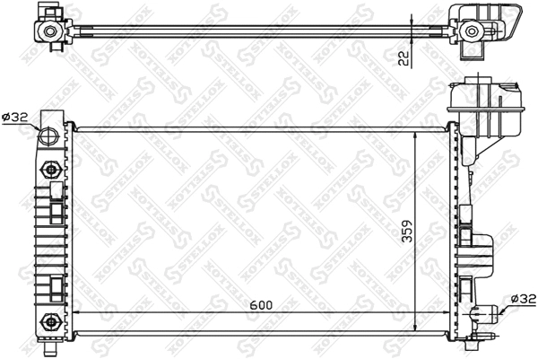 Radiateur, refroidissement du moteur STELLOX 10-25894-SX